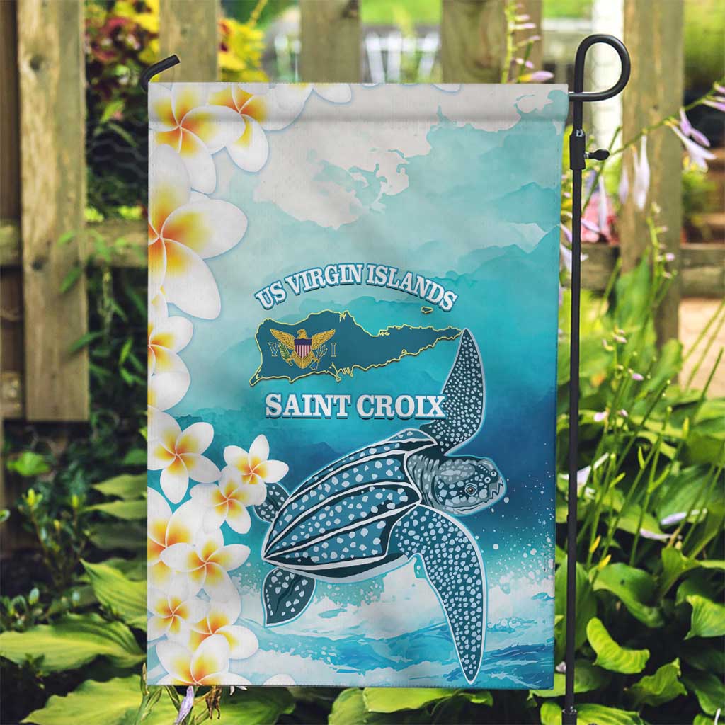 US Virgin Islands St Croix Garden Flag Twin City Leatherback With Plumeria - Wonder Print Shop