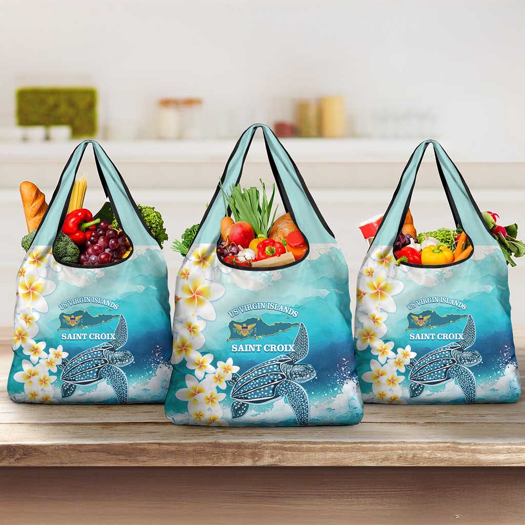 US Virgin Islands St Croix Grocery Bag Twin City Leatherback With Plumeria
