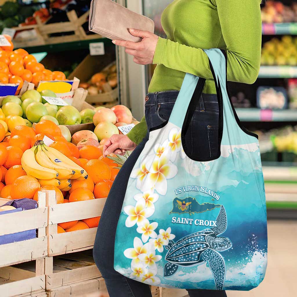 US Virgin Islands St Croix Grocery Bag Twin City Leatherback With Plumeria