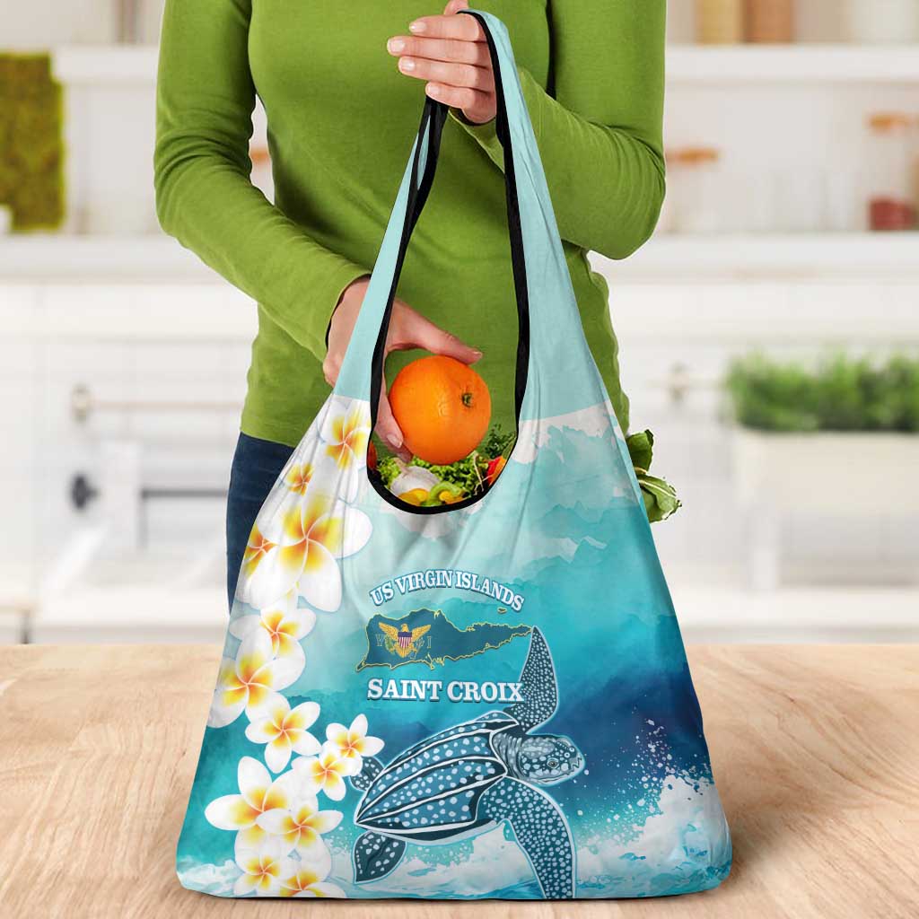 US Virgin Islands St Croix Grocery Bag Twin City Leatherback With Plumeria