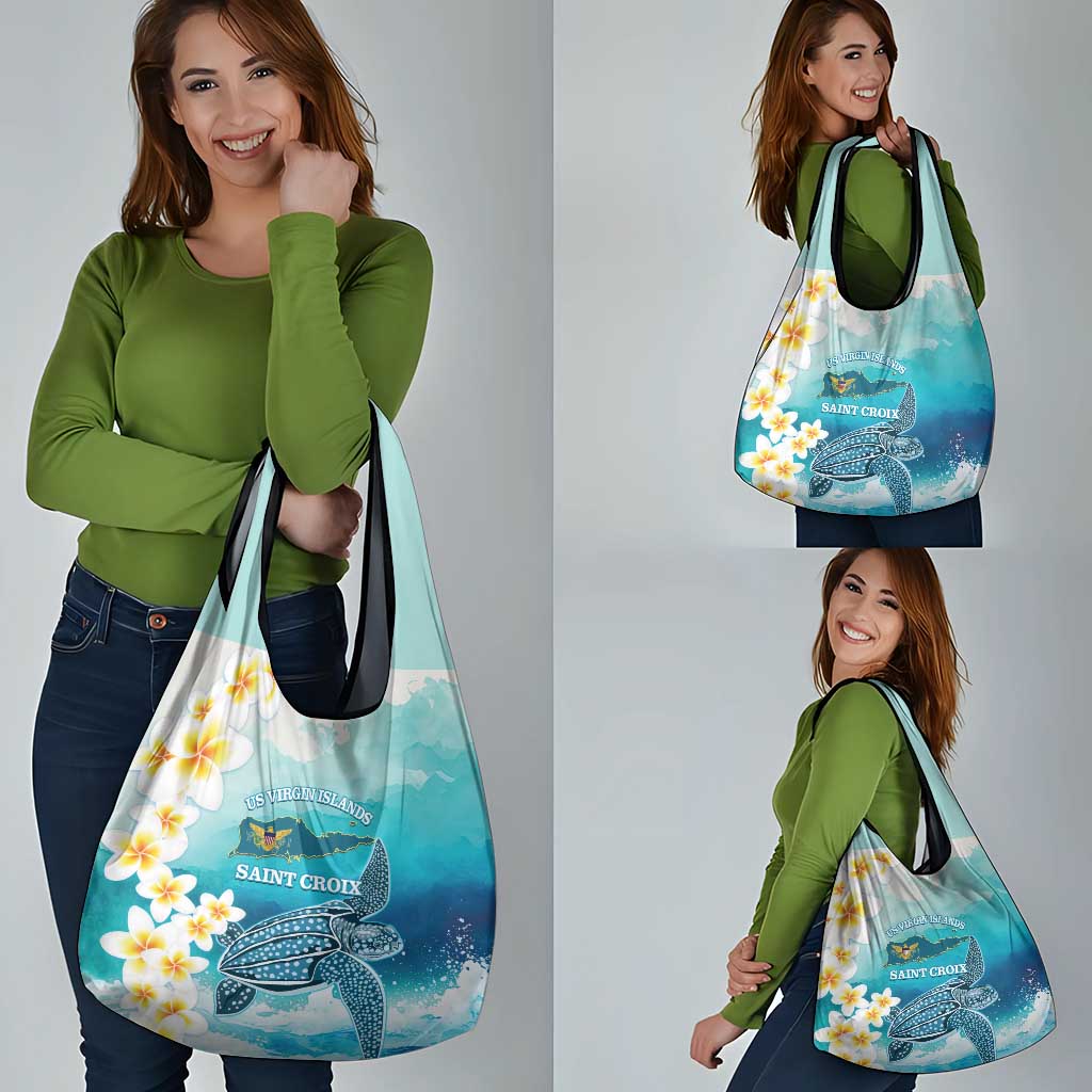 US Virgin Islands St Croix Grocery Bag Twin City Leatherback With Plumeria