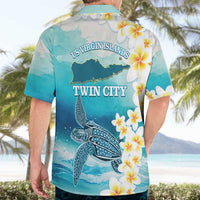 US Virgin Islands St Croix Hawaiian Shirt Twin City Leatherback With Plumeria - Wonder Print Shop