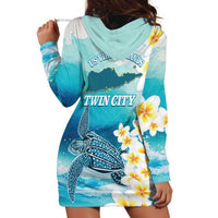 US Virgin Islands St Croix Hoodie Dress Twin City Leatherback With Plumeria - Wonder Print Shop