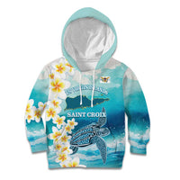 US Virgin Islands St Croix Kid Hoodie Twin City Leatherback With Plumeria - Wonder Print Shop