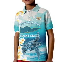 US Virgin Islands St Croix Kid Polo Shirt Twin City Leatherback With Plumeria - Wonder Print Shop