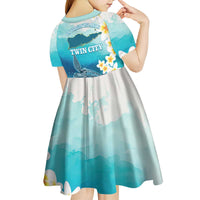 US Virgin Islands St Croix Kid Short Sleeve Dress Twin City Leatherback With Plumeria - Wonder Print Shop