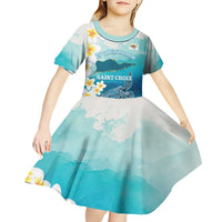 US Virgin Islands St Croix Kid Short Sleeve Dress Twin City Leatherback With Plumeria - Wonder Print Shop