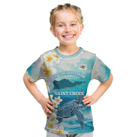 US Virgin Islands St Croix Kid T Shirt Twin City Leatherback With Plumeria - Wonder Print Shop