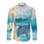 US Virgin Islands St Croix Long Sleeve Button Shirt Twin City Leatherback With Plumeria