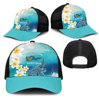 US Virgin Islands St Croix Mesh Trucker Cap Twin City Leatherback With Plumeria - Wonder Print Shop