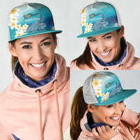 US Virgin Islands St Croix Mesh Trucker Cap Twin City Leatherback With Plumeria - Wonder Print Shop