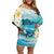 US Virgin Islands St Croix Off Shoulder Short Dress Twin City Leatherback With Plumeria - Wonder Print Shop