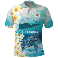 US Virgin Islands St Croix Polo Shirt Twin City Leatherback With Plumeria - Wonder Print Shop