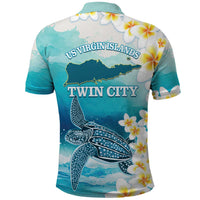 US Virgin Islands St Croix Polo Shirt Twin City Leatherback With Plumeria - Wonder Print Shop