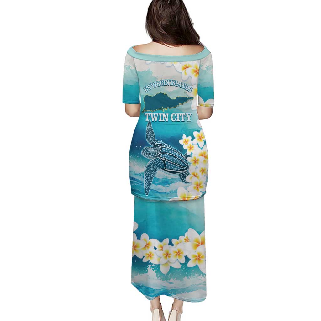 US Virgin Islands St Croix Puletasi Twin City Leatherback With Plumeria - Wonder Print Shop