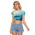 US Virgin Islands St Croix Raglan Cropped T Shirt Twin City Leatherback With Plumeria - Wonder Print Shop