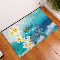 US Virgin Islands St Croix Rubber Doormat Twin City Leatherback With Plumeria - Wonder Print Shop