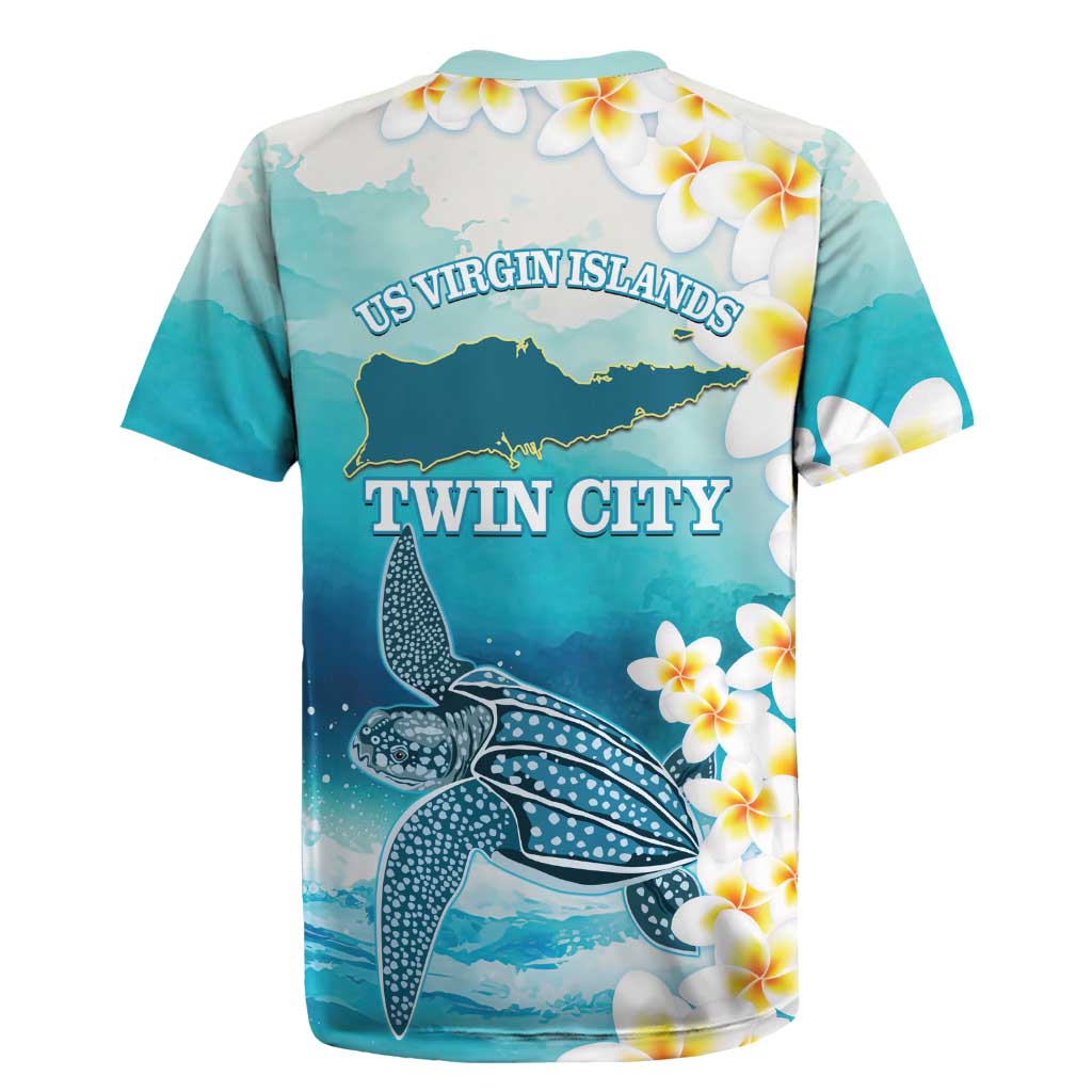 US Virgin Islands St Croix Rugby Jersey Twin City Leatherback With Plumeria - Wonder Print Shop