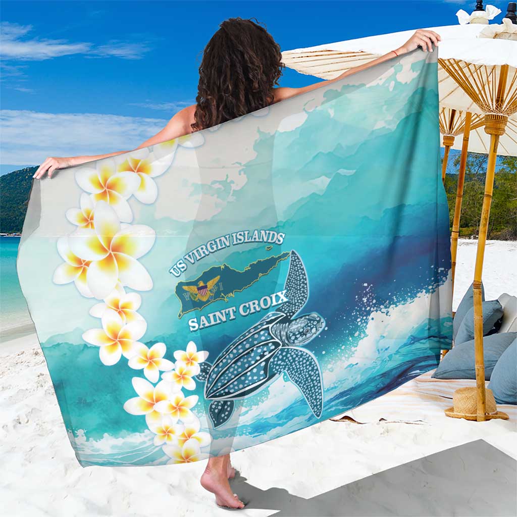 US Virgin Islands St Croix Sarong Twin City Leatherback With Plumeria - Wonder Print Shop
