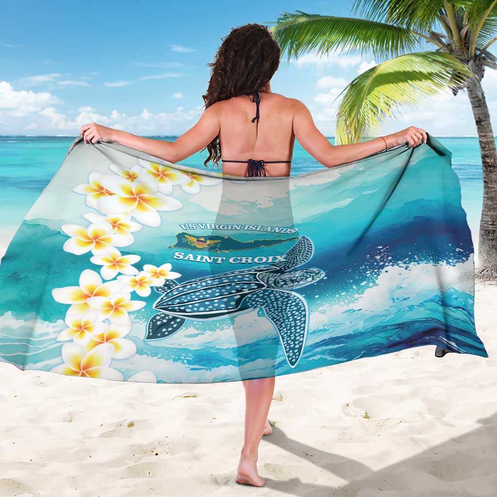US Virgin Islands St Croix Sarong Twin City Leatherback With Plumeria - Wonder Print Shop