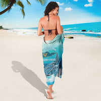 US Virgin Islands St Croix Sarong Twin City Leatherback With Plumeria - Wonder Print Shop