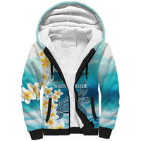 US Virgin Islands St Croix Sherpa Hoodie Twin City Leatherback With Plumeria - Wonder Print Shop