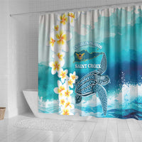 US Virgin Islands St Croix Shower Curtain Twin City Leatherback With Plumeria - Wonder Print Shop