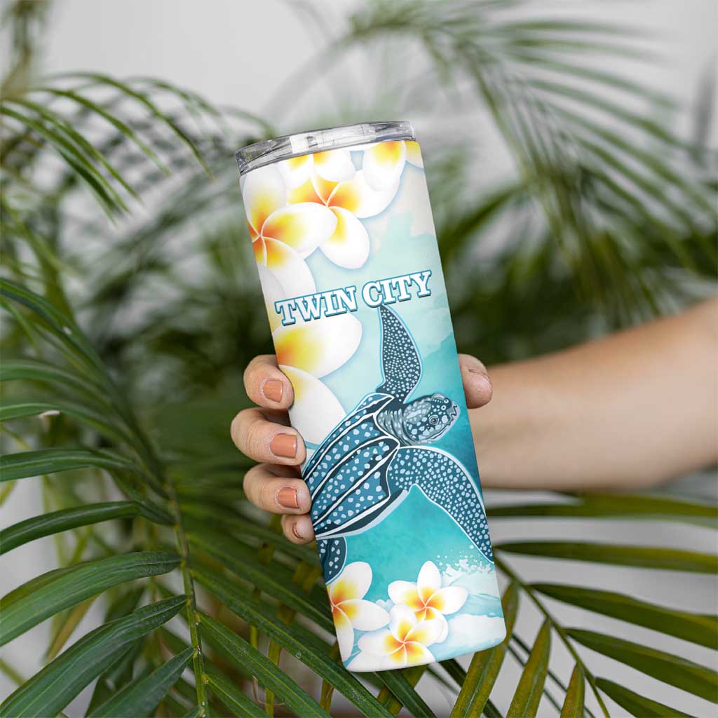 US Virgin Islands St Croix Skinny Tumbler Twin City Leatherback With Plumeria - Wonder Print Shop