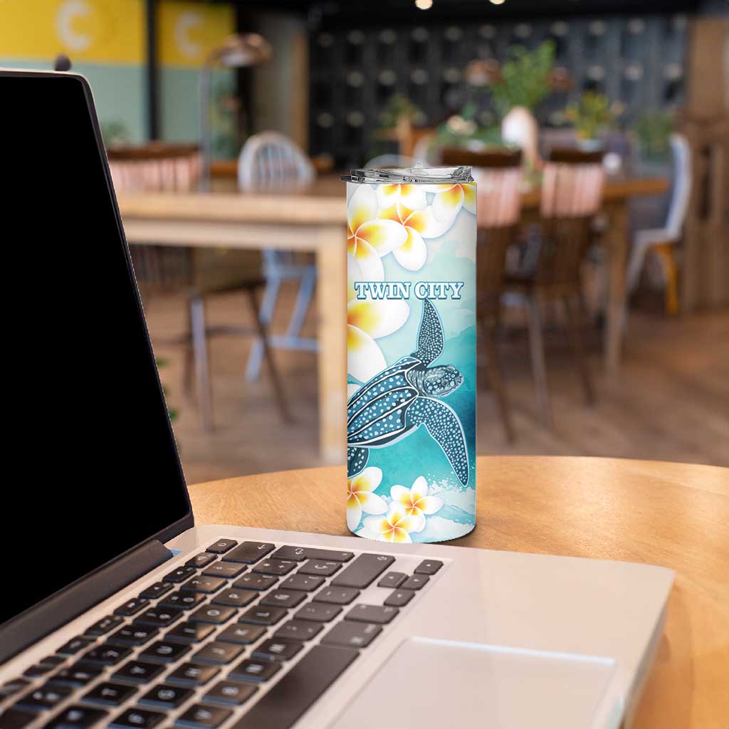 US Virgin Islands St Croix Skinny Tumbler Twin City Leatherback With Plumeria - Wonder Print Shop