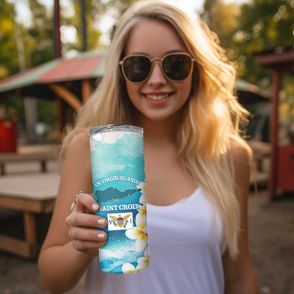 US Virgin Islands St Croix Skinny Tumbler Twin City Leatherback With Plumeria - Wonder Print Shop