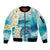 US Virgin Islands St Croix Sleeve Zip Bomber Jacket Twin City Leatherback With Plumeria - Wonder Print Shop