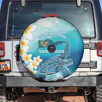 US Virgin Islands St Croix Spare Tire Cover Twin City Leatherback With Plumeria - Wonder Print Shop