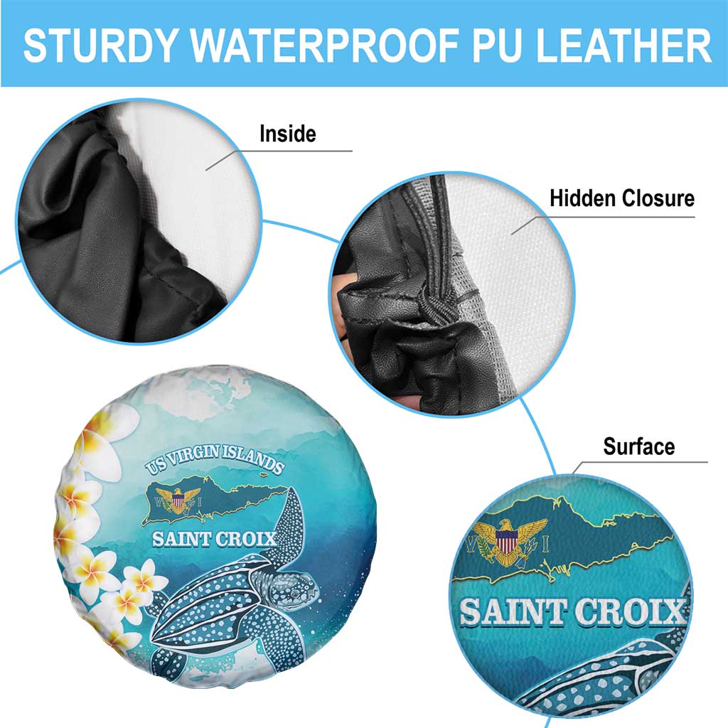 US Virgin Islands St Croix Spare Tire Cover Twin City Leatherback With Plumeria - Wonder Print Shop