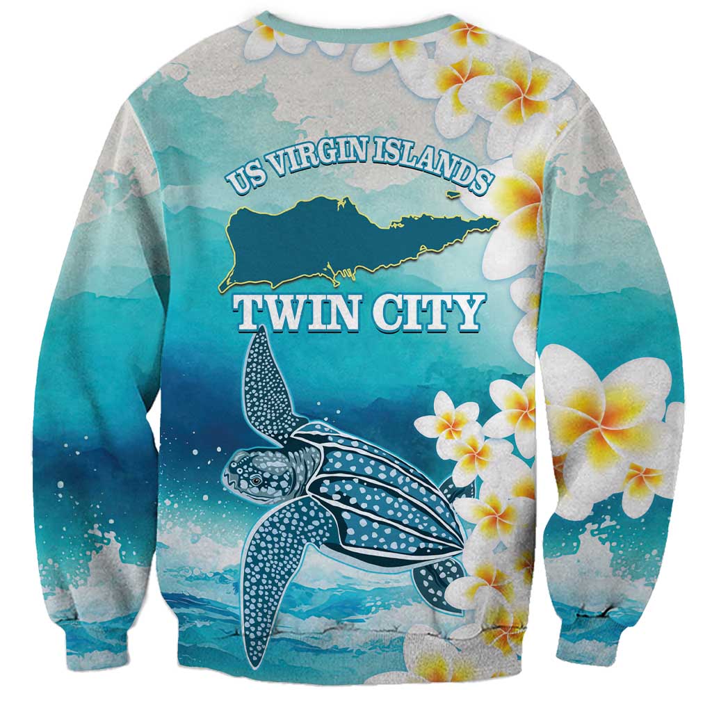 US Virgin Islands St Croix Sweatshirt Twin City Leatherback With Plumeria - Wonder Print Shop