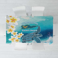 US Virgin Islands St Croix Tablecloth Twin City Leatherback With Plumeria - Wonder Print Shop
