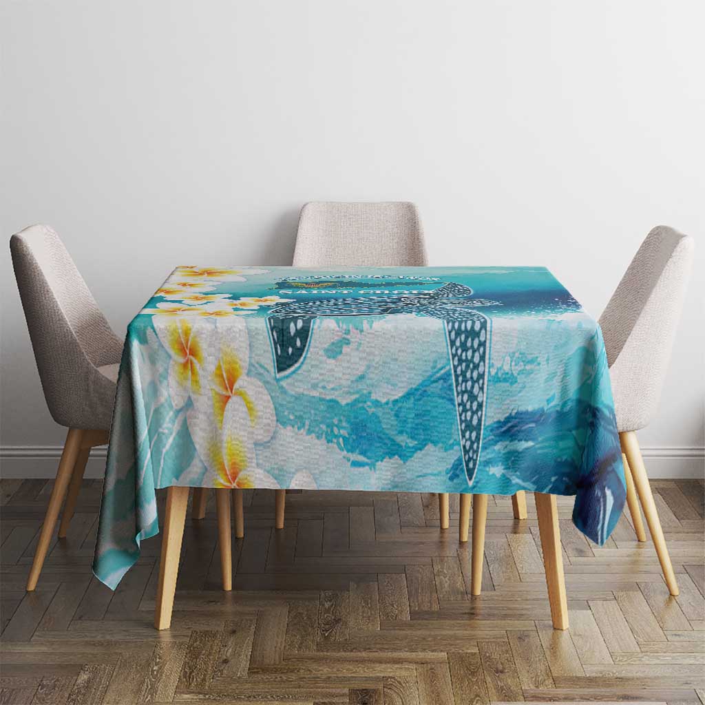US Virgin Islands St Croix Tablecloth Twin City Leatherback With Plumeria - Wonder Print Shop