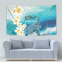 US Virgin Islands St Croix Tapestry Twin City Leatherback With Plumeria - Wonder Print Shop
