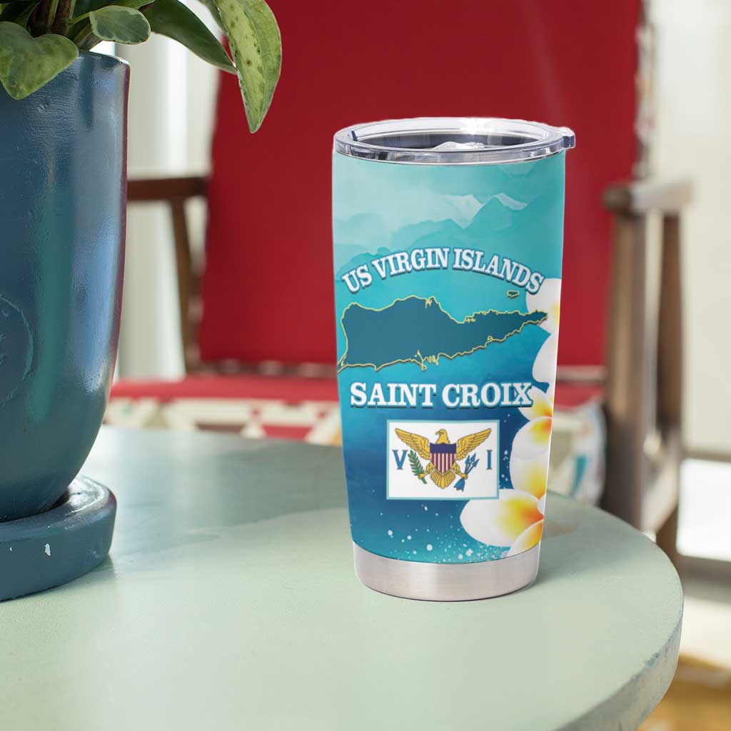 US Virgin Islands St Croix Tumbler Cup Twin City Leatherback With Plumeria - Wonder Print Shop