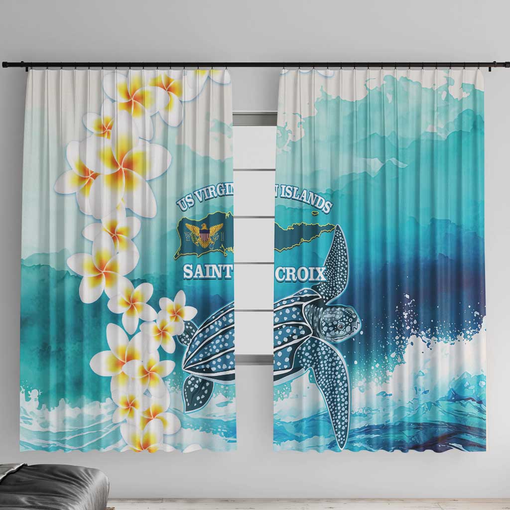 US Virgin Islands St Croix Window Curtain Twin City Leatherback With Plumeria - Wonder Print Shop