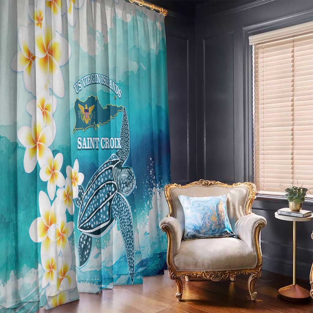 US Virgin Islands St Croix Window Curtain Twin City Leatherback With Plumeria - Wonder Print Shop