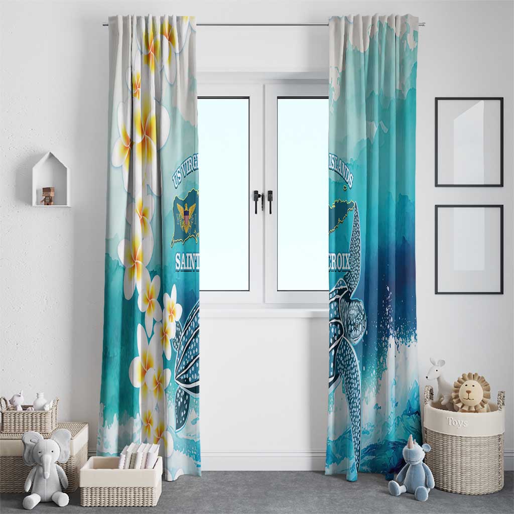 US Virgin Islands St Croix Window Curtain Twin City Leatherback With Plumeria - Wonder Print Shop