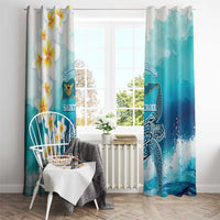 US Virgin Islands St Croix Window Curtain Twin City Leatherback With Plumeria - Wonder Print Shop