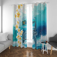 US Virgin Islands St Croix Window Curtain Twin City Leatherback With Plumeria - Wonder Print Shop