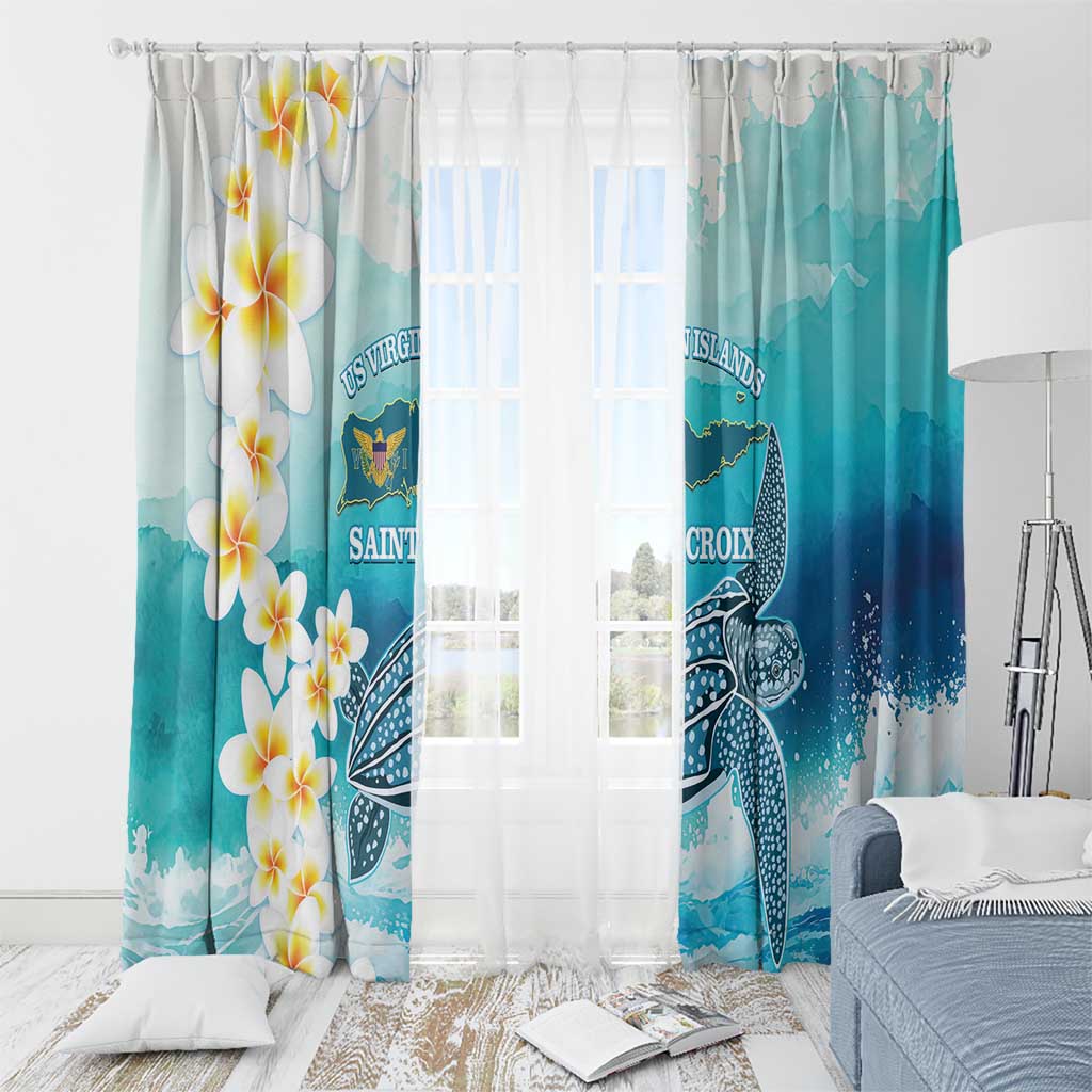US Virgin Islands St Croix Window Curtain Twin City Leatherback With Plumeria - Wonder Print Shop