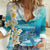 US Virgin Islands St Croix Women Casual Shirt Twin City Leatherback With Plumeria - Wonder Print Shop