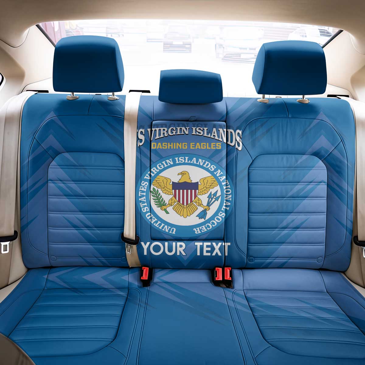 Custom US Virgin Islands Soccer Back Car Seat Cover Go Dashing Eagles Sporty Style - Wonder Print Shop