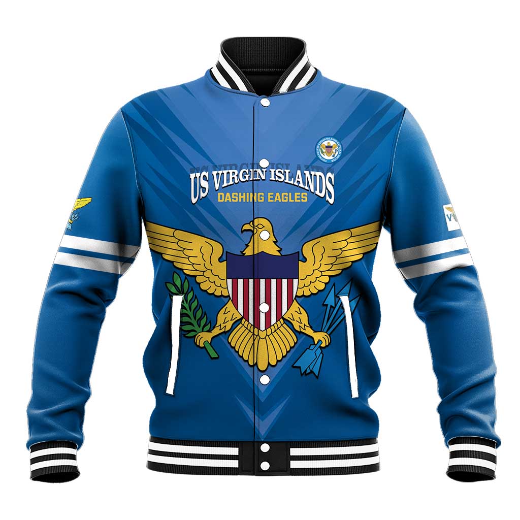 Custom US Virgin Islands Soccer Baseball Jacket Go Dashing Eagles Sporty Style - Wonder Print Shop