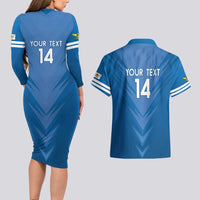 Custom US Virgin Islands Soccer Couples Matching Long Sleeve Bodycon Dress and Hawaiian Shirt Go Dashing Eagles Sporty Style