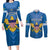 Custom US Virgin Islands Soccer Couples Matching Long Sleeve Bodycon Dress and Long Sleeve Button Shirt Go Dashing Eagles Sporty Style