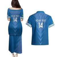 Custom US Virgin Islands Soccer Couples Matching Puletasi and Hawaiian Shirt Go Dashing Eagles Sporty Style